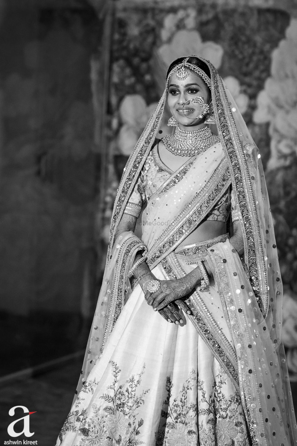 Photo of Stunning black and white bridal portrait