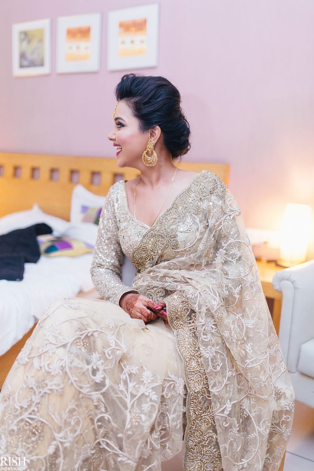 Photo of Silver lace saree for engagement