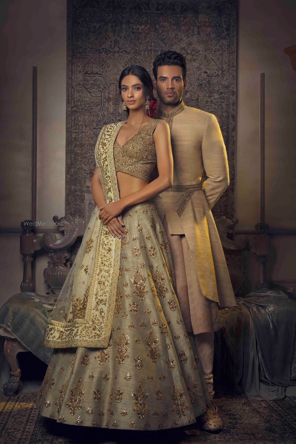 Photo of Gorgeous beige and gold lehenga