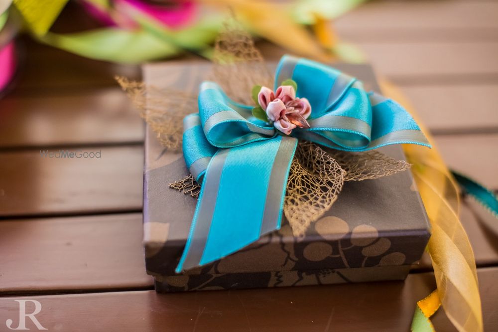 Photo of grey and blue gift wrap