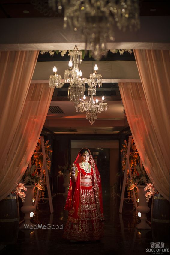 Photo of Classic red and gold bridal lehenga