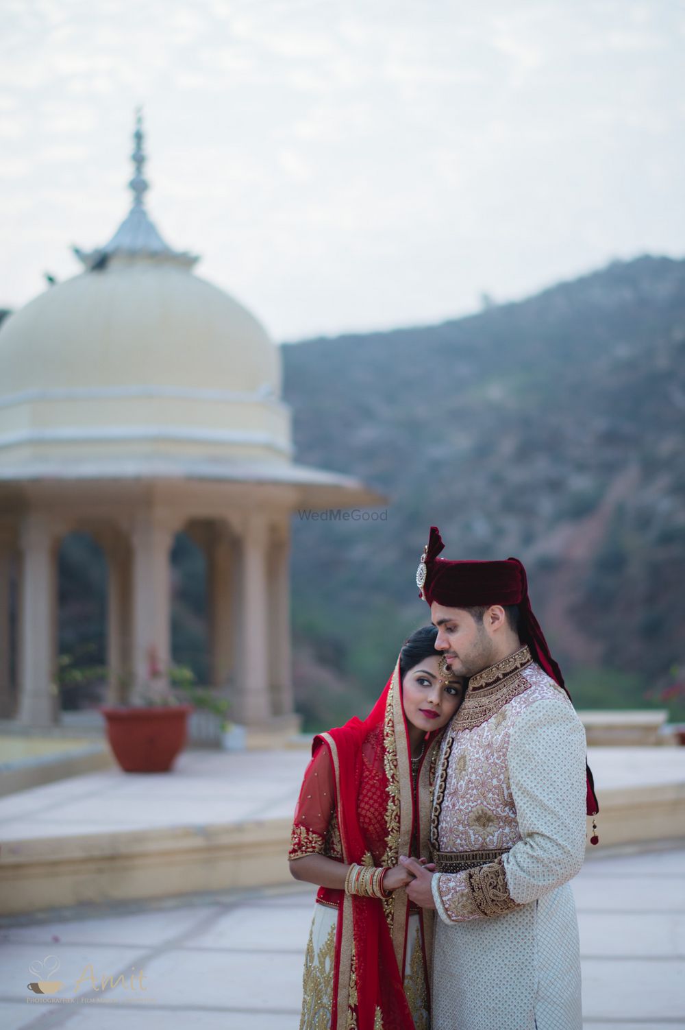Photo of Romantic couple portrait in destination fort wedding