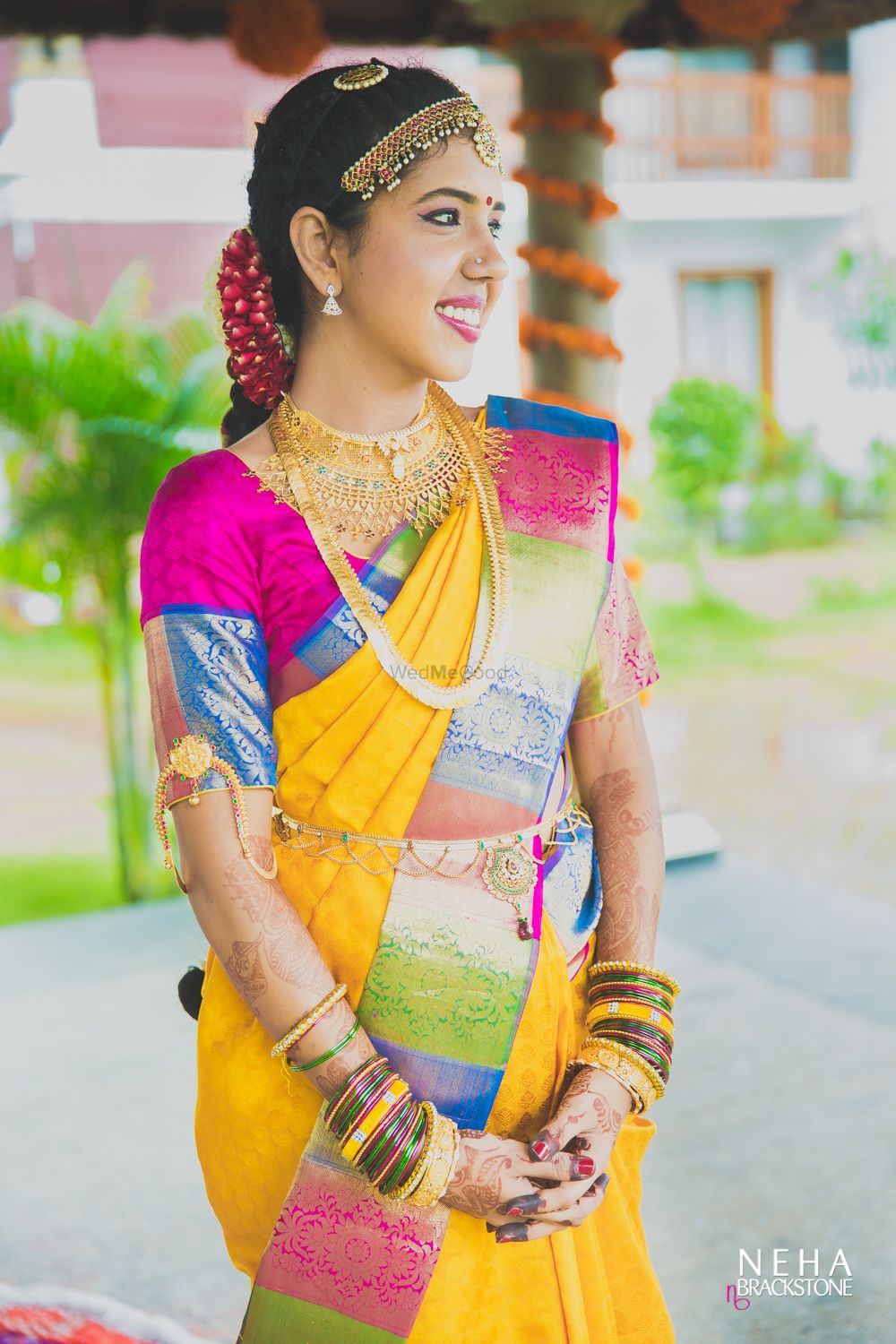 Photo of Offbeat South Indian bridal saree in yellow