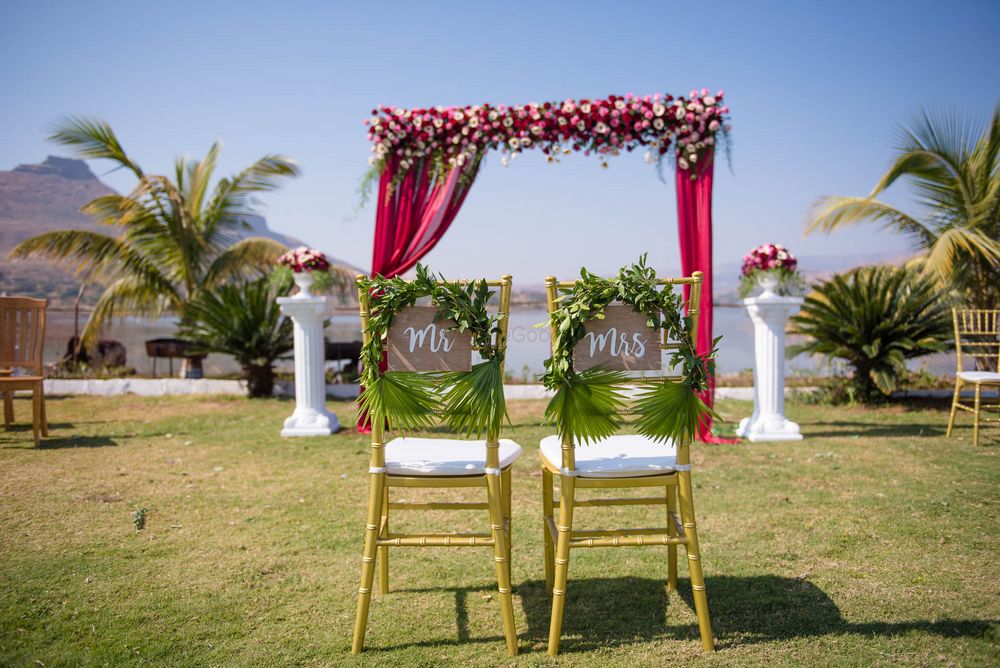 Photo of Mr and mrs chair backs for bride and groom