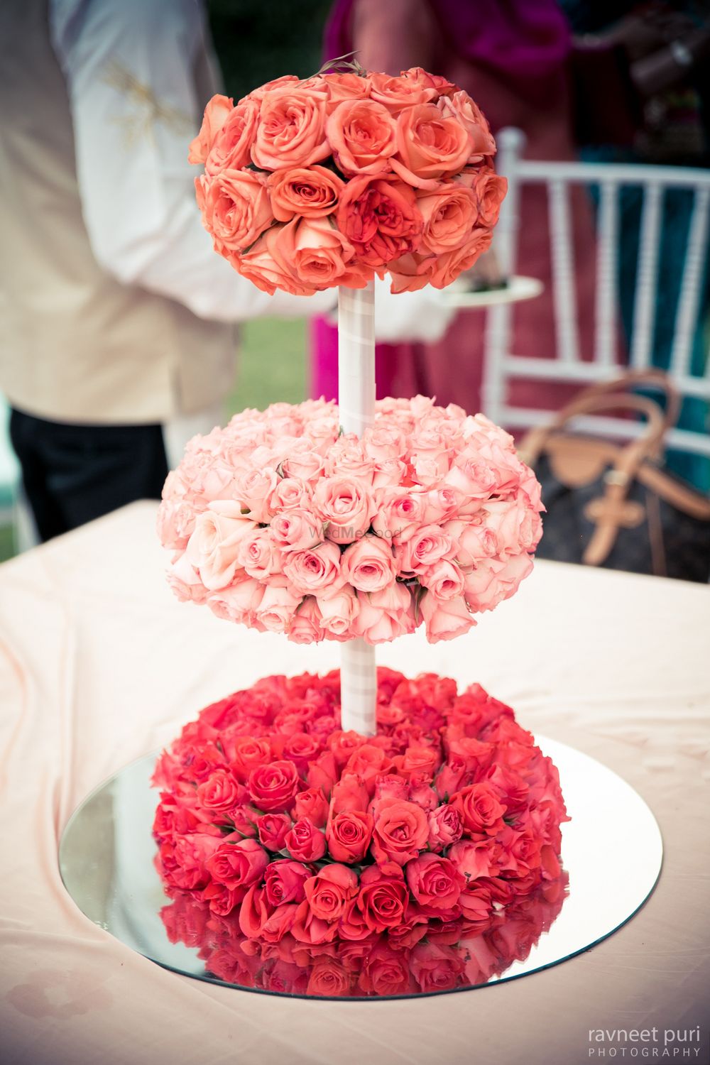 Photo of Tri color floral table centerpiece