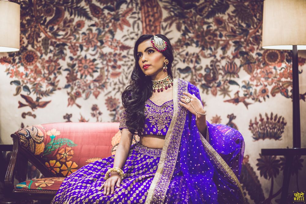 Photo of Purple and gold sangeet lehenga for bride