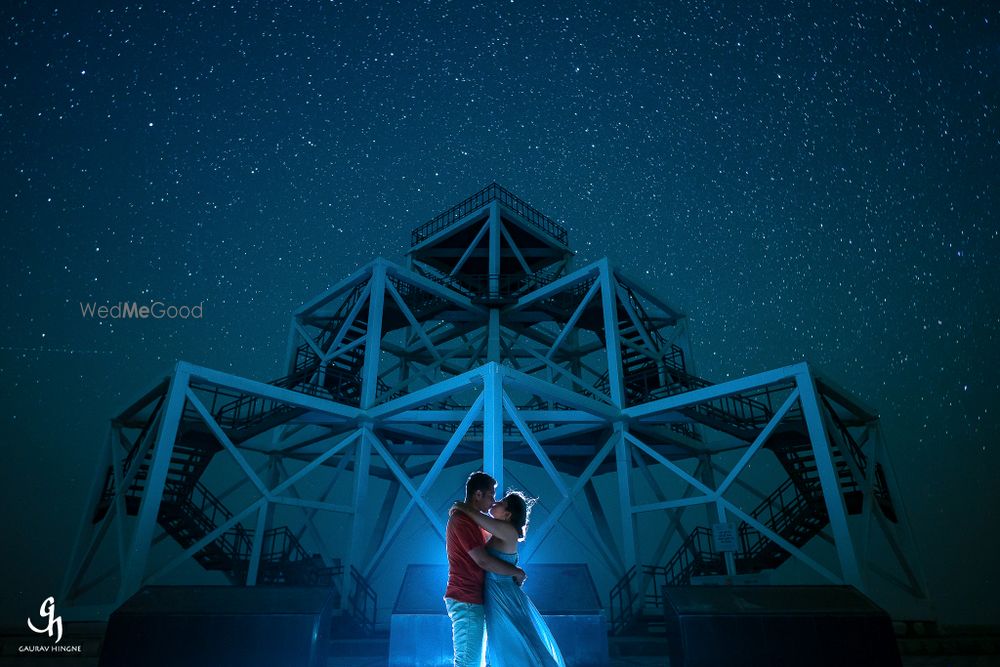 Photo of Night pre wedding shoot with unique lighting