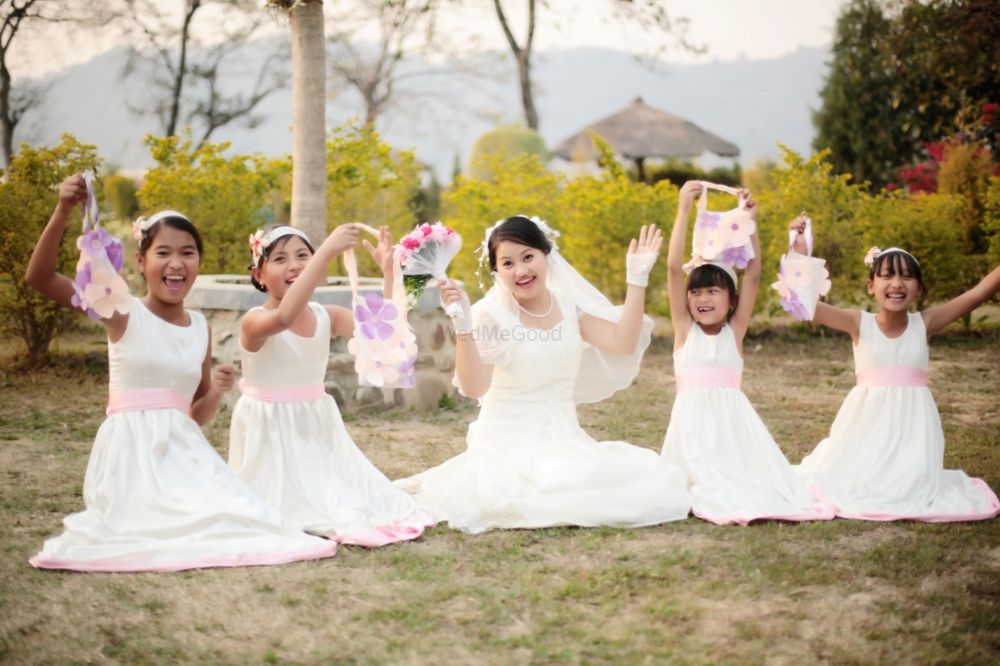 Photo of Cute bride with bridesmaids shot