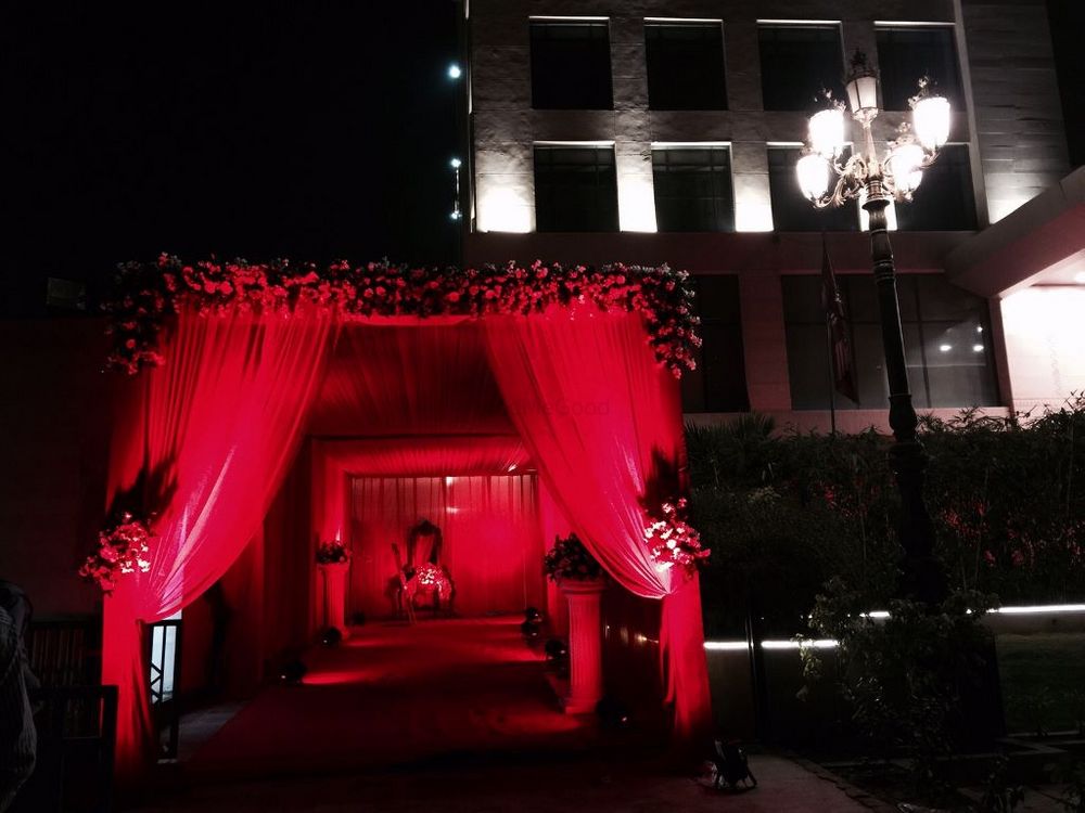 Photo of all red entrance decor