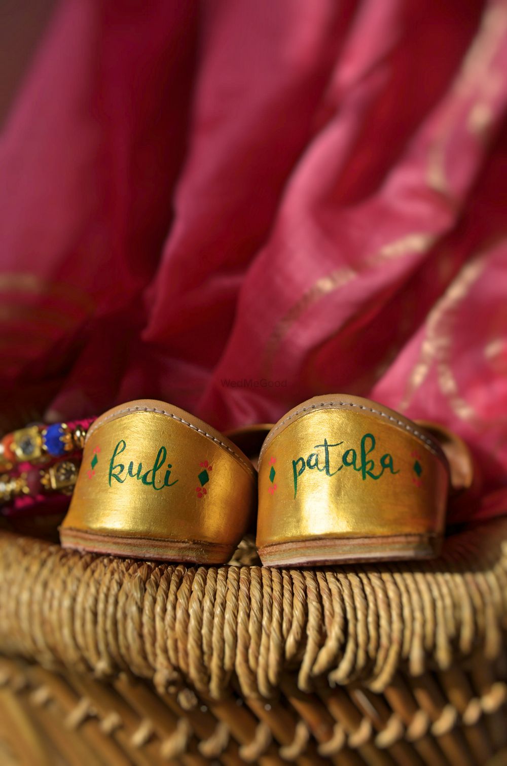 Photo of Cute bridal juttis with pataka written