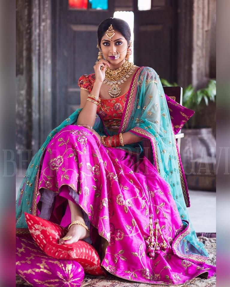 Photo of Colorblocked bridal lehenga