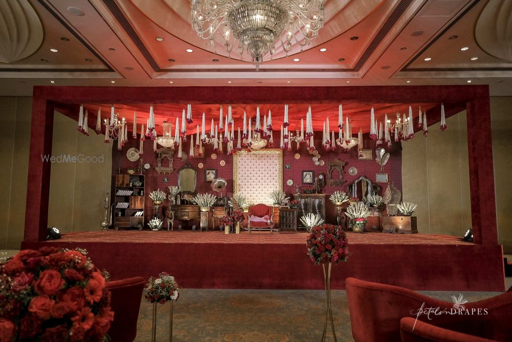 Photo From Royal red and gold themed décor - By Petals N Drapes