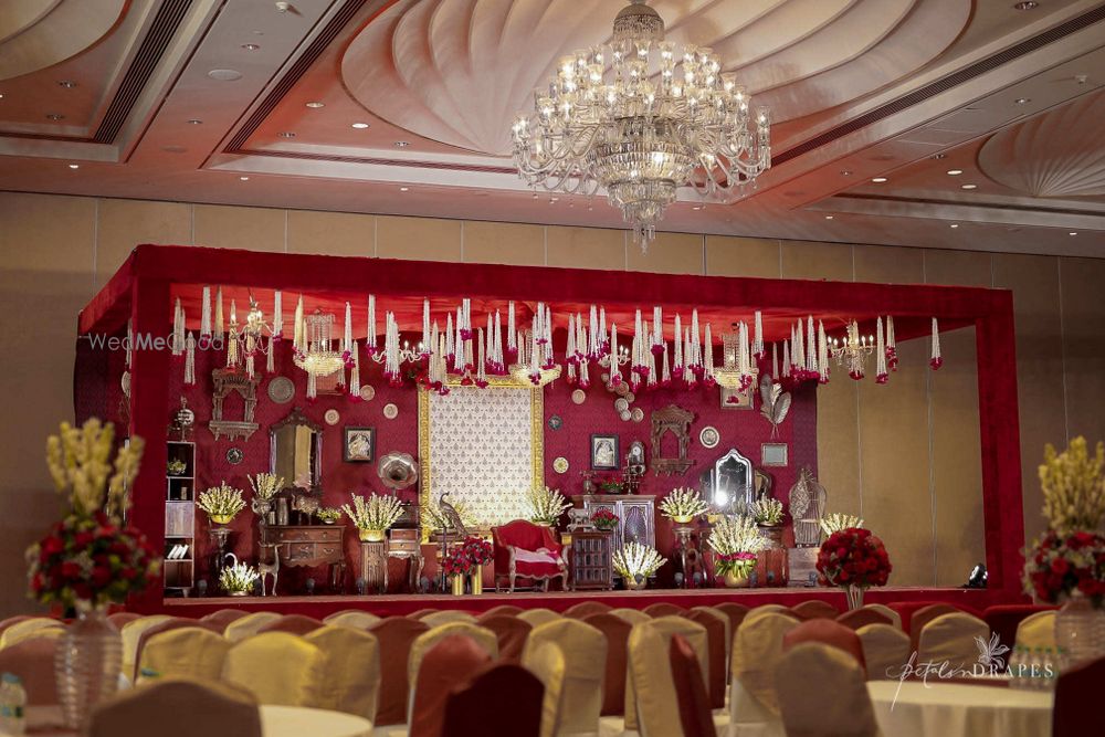 Photo From Royal red and gold themed décor - By Petals N Drapes