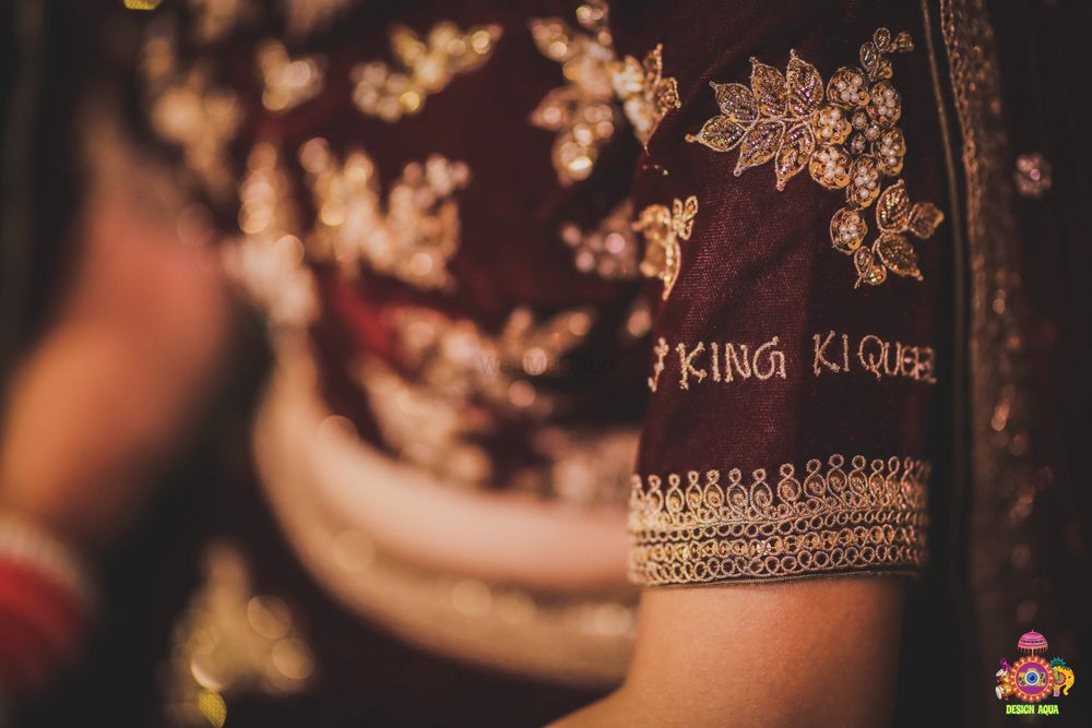 Photo of Personalised embroidery on lehenga wedding hashtag
