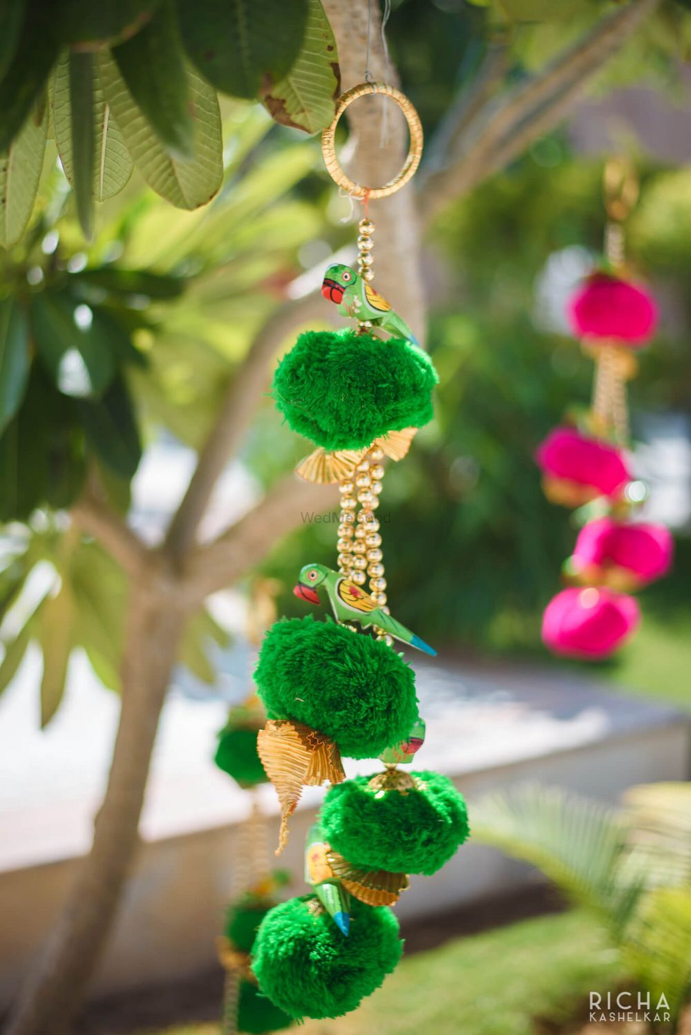 Photo of Mehendi decor idea with parrot hangings