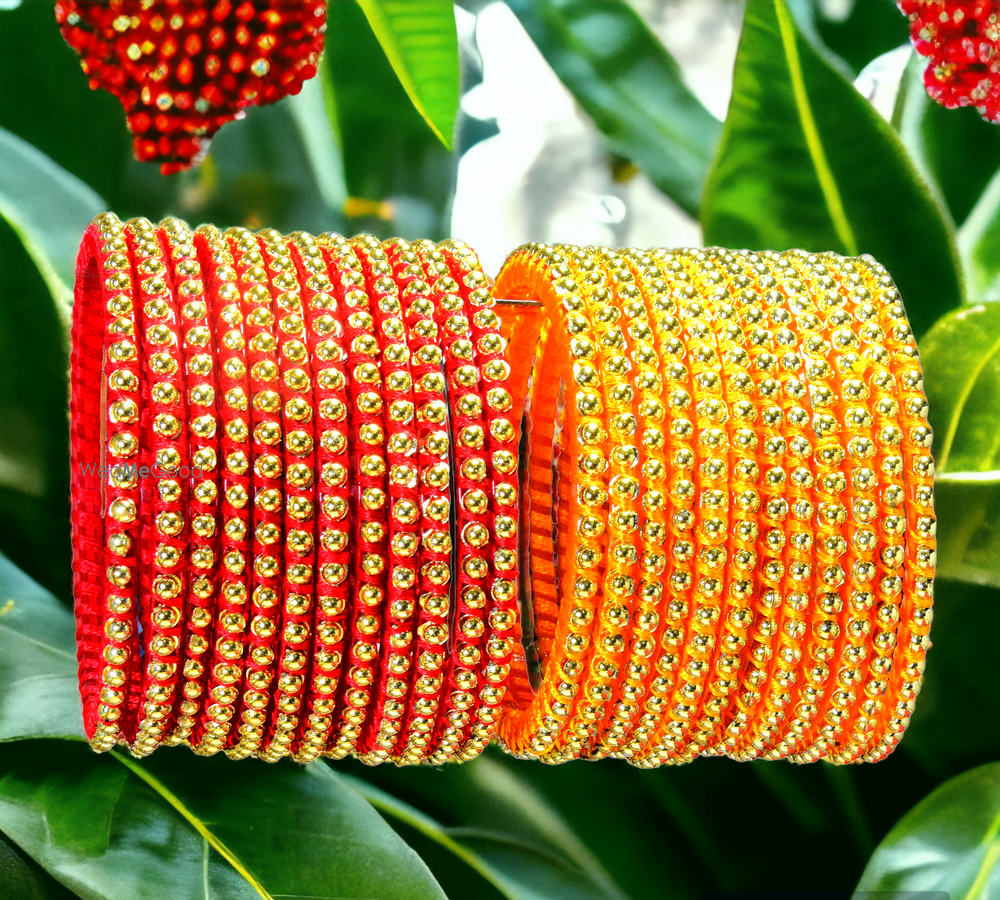 Photo From Khannak Silk Thread work with Golden beads Bangle Set in Yellow and Red Colour - By Khannak