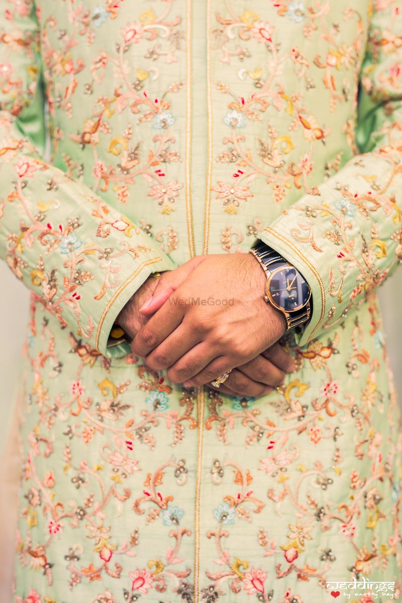 Photo of Light green floral embroidery sherwani