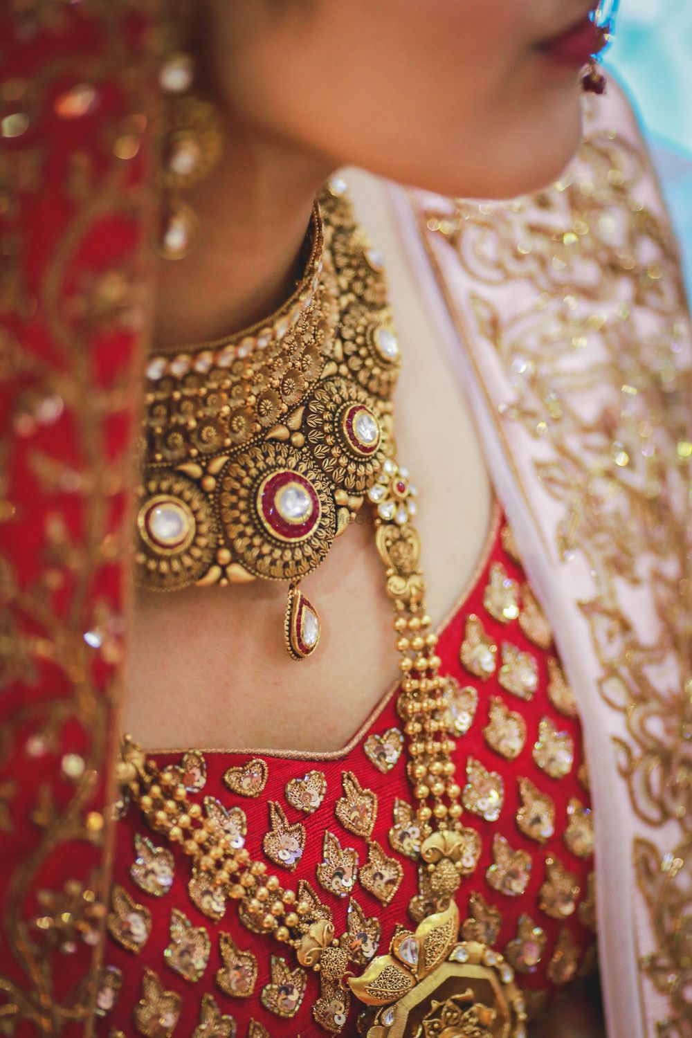Photo of Bridal necklace with red enamel work