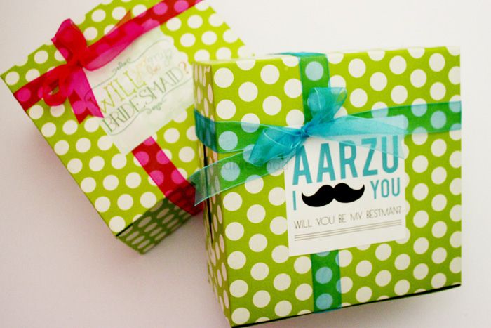 Photo of boxes for bridesmaids. WIll you be my bridesmaid box