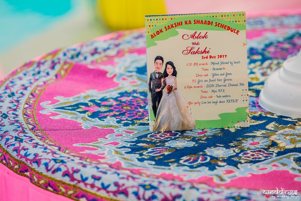 Photo of Printed wedding itinerary for guests