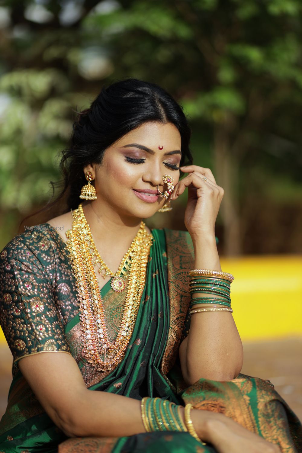 Photo From Maharashtrian Green saree Look - By Wow - Makeup Artist Reena