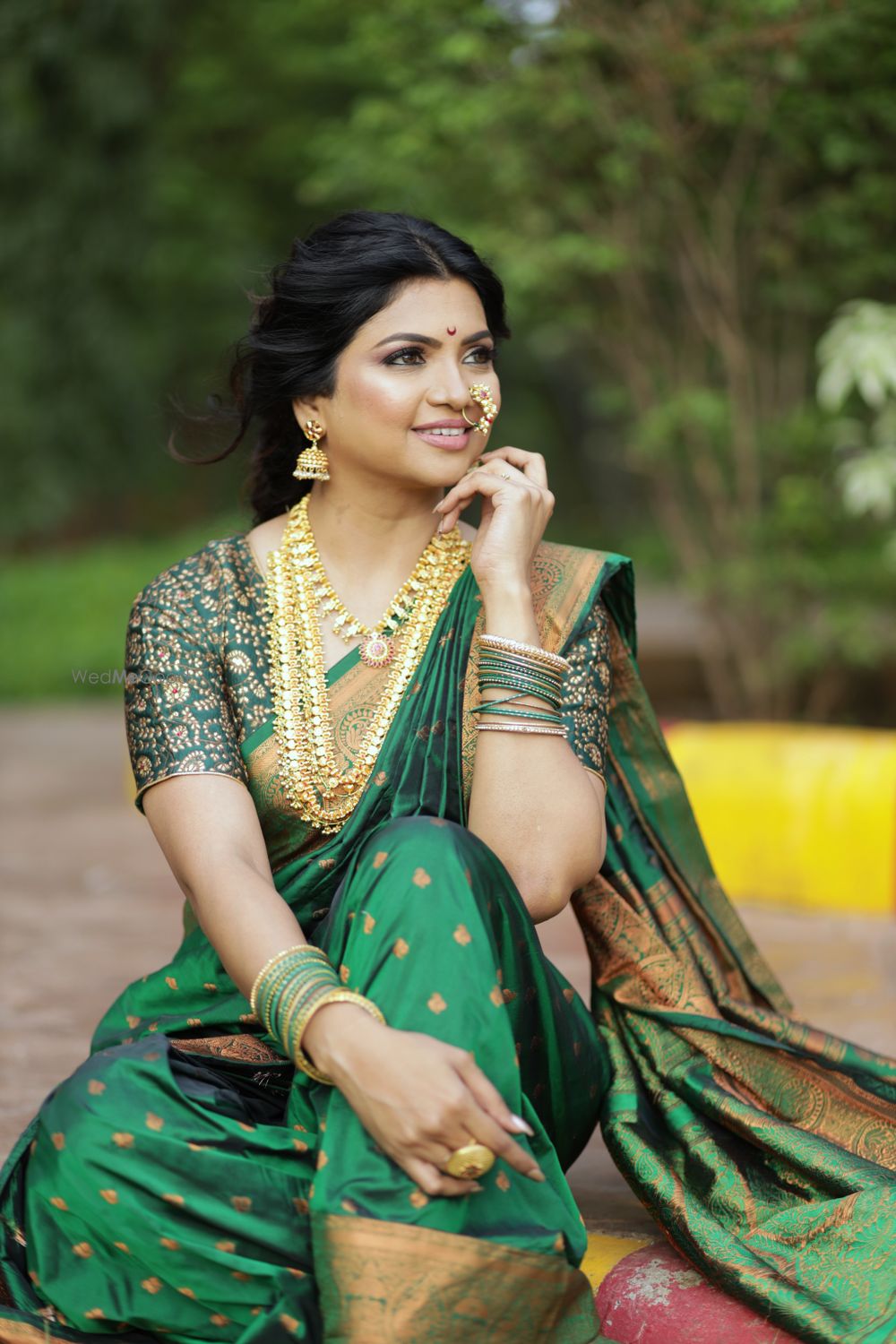 Photo From Maharashtrian Green saree Look - By Wow - Makeup Artist Reena