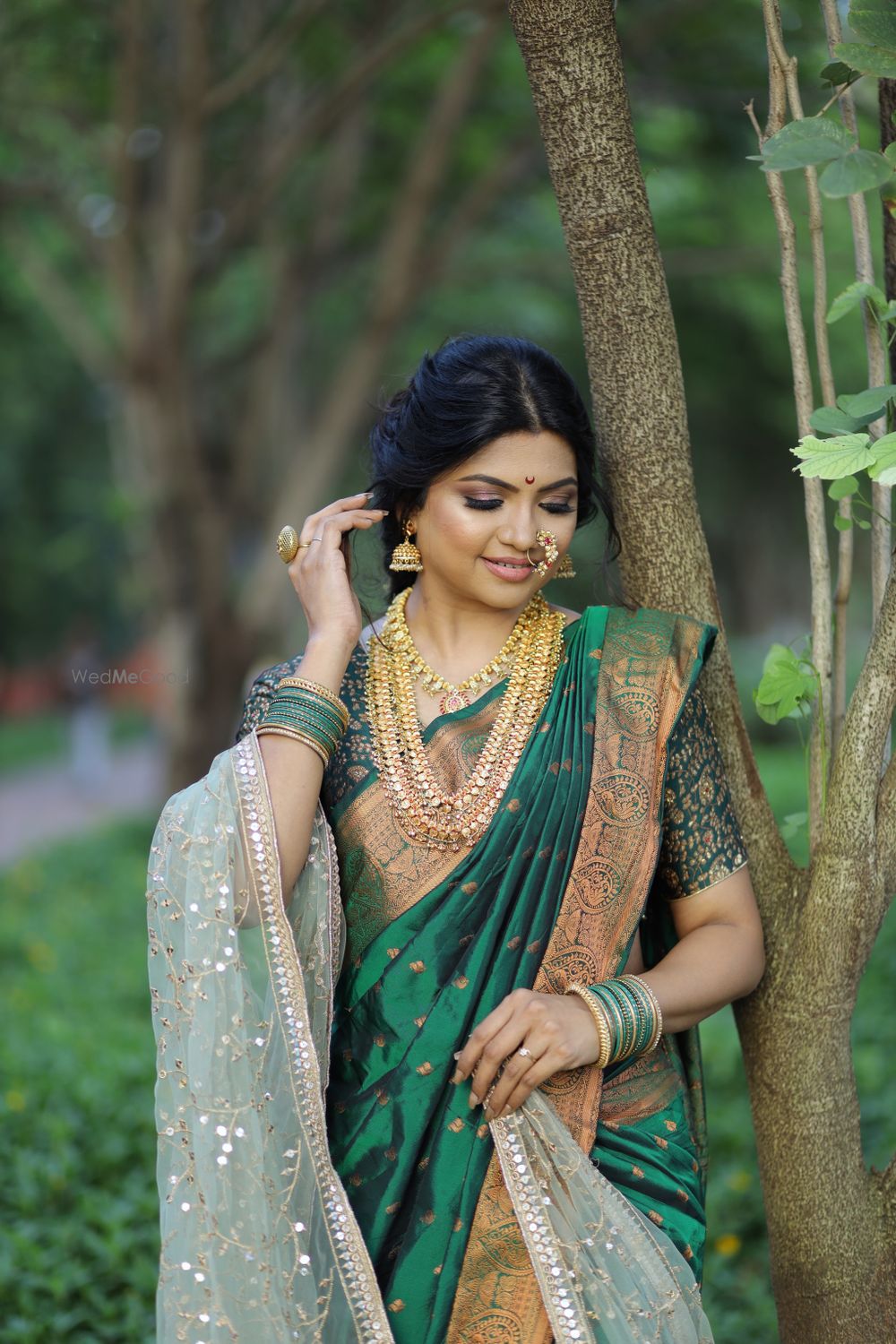 Photo From Maharashtrian Green saree Look - By Wow - Makeup Artist Reena