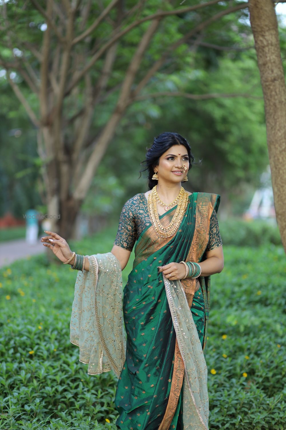 Photo From Maharashtrian Green saree Look - By Wow - Makeup Artist Reena