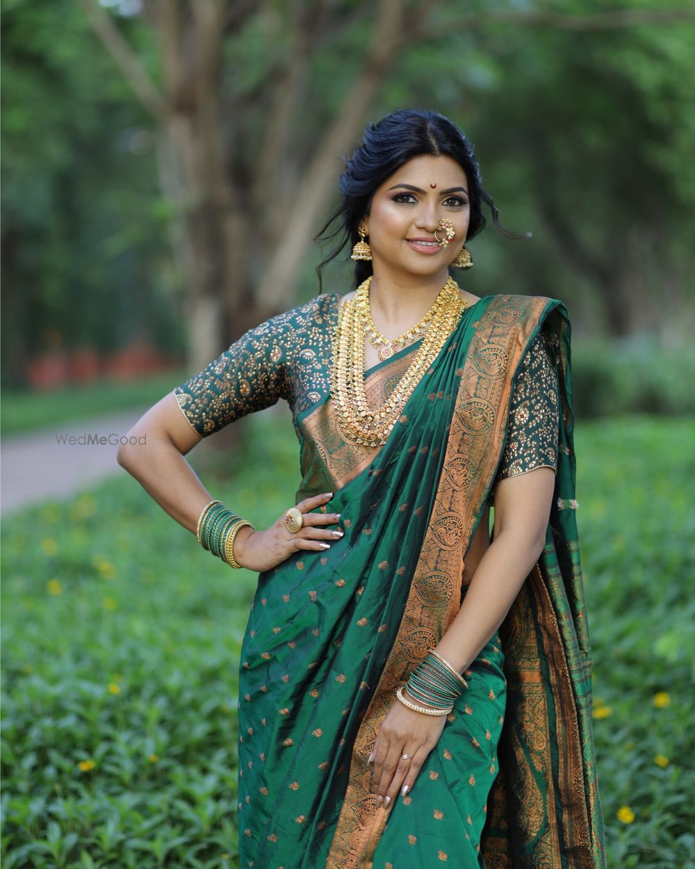 Photo From Maharashtrian Green saree Look - By Wow - Makeup Artist Reena