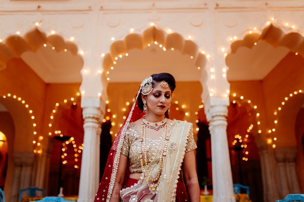 Photo of Bridal portrait with fairy lights