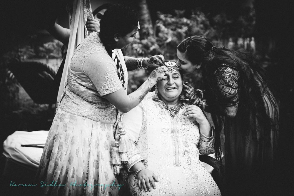 Photo of Black and white photography of bride and her mom