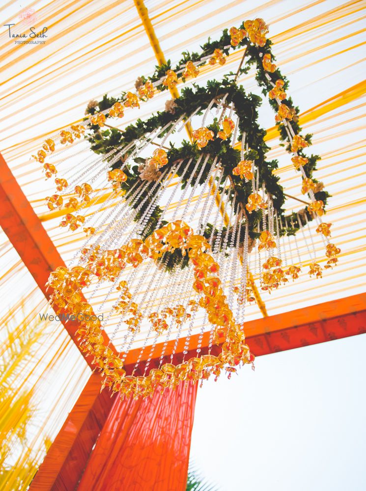 Photo of Yellow and Green Floral Chandelier with Kaleere