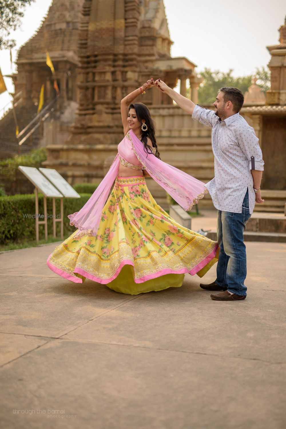 Photo of yellow and pink lehenga