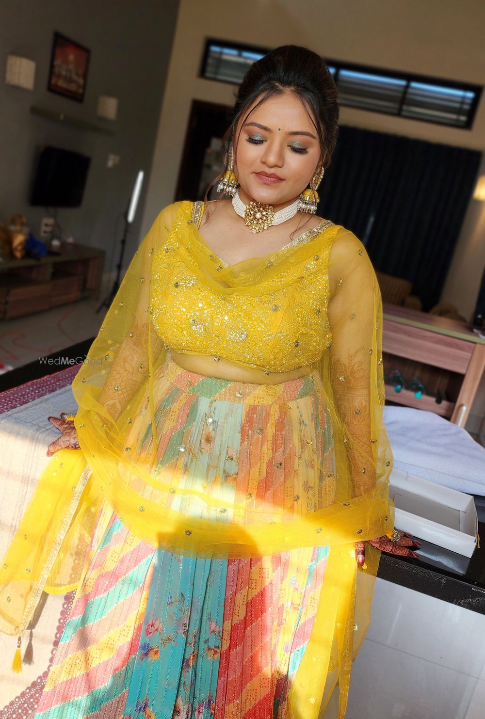 Photo From Bride Surbhi Nigam - Pooja look haldi Sangeet wedding - By Wow - Makeup Artist Reena