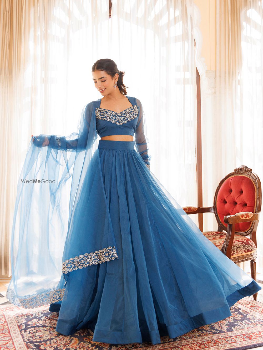 Photo From Navy Blue Organza Lehenga Set - By Ragavi - Raj Ethnic Apparels