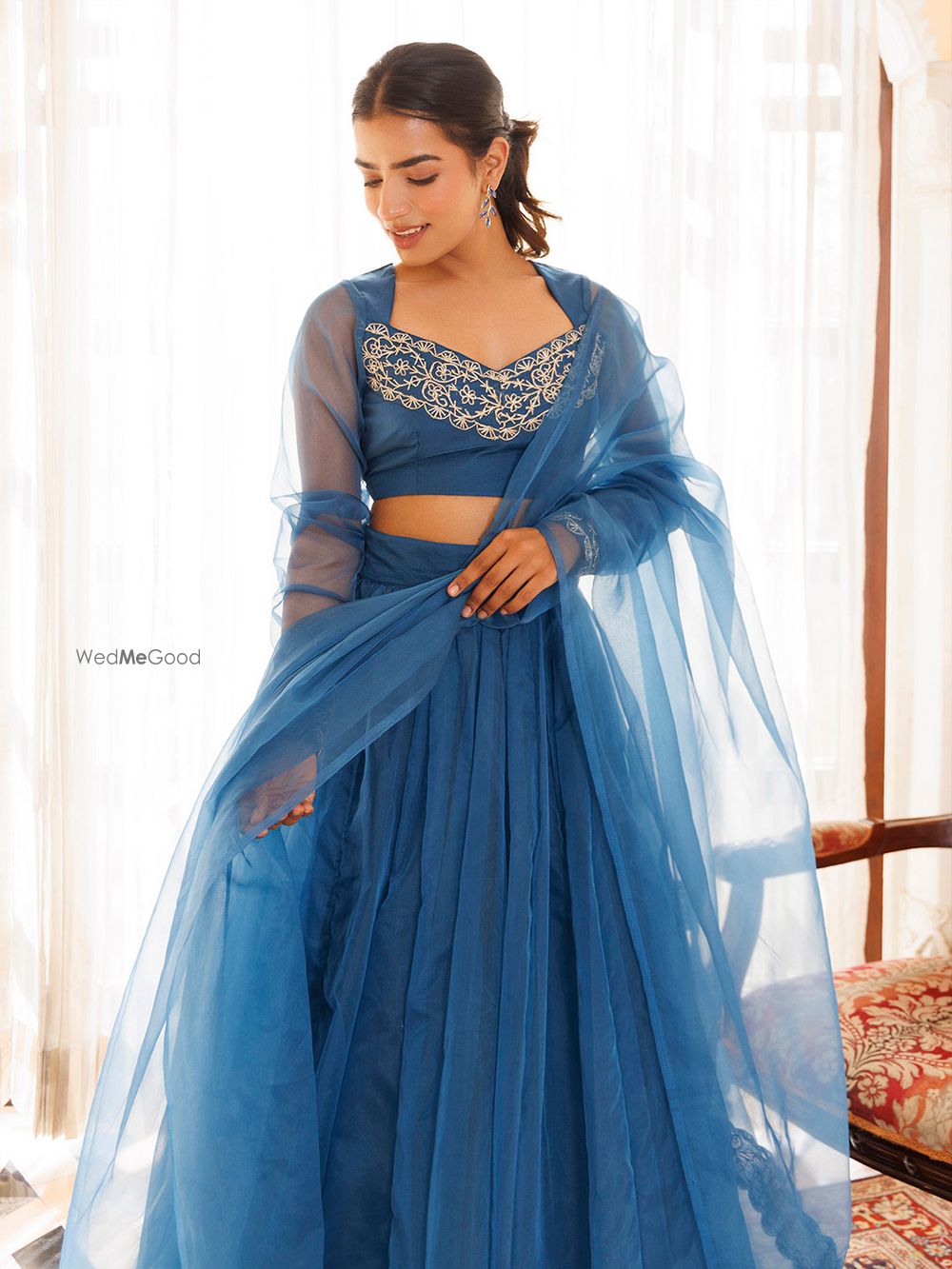 Photo From Navy Blue Organza Lehenga Set - By Ragavi - Raj Ethnic Apparels