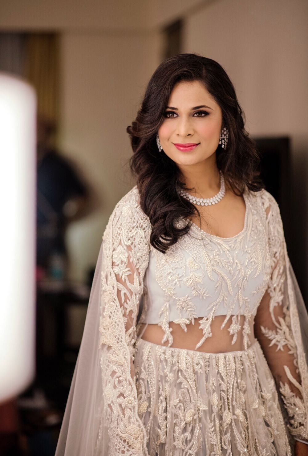 Photo of Stunning white lehenga gown for a pre wedding function