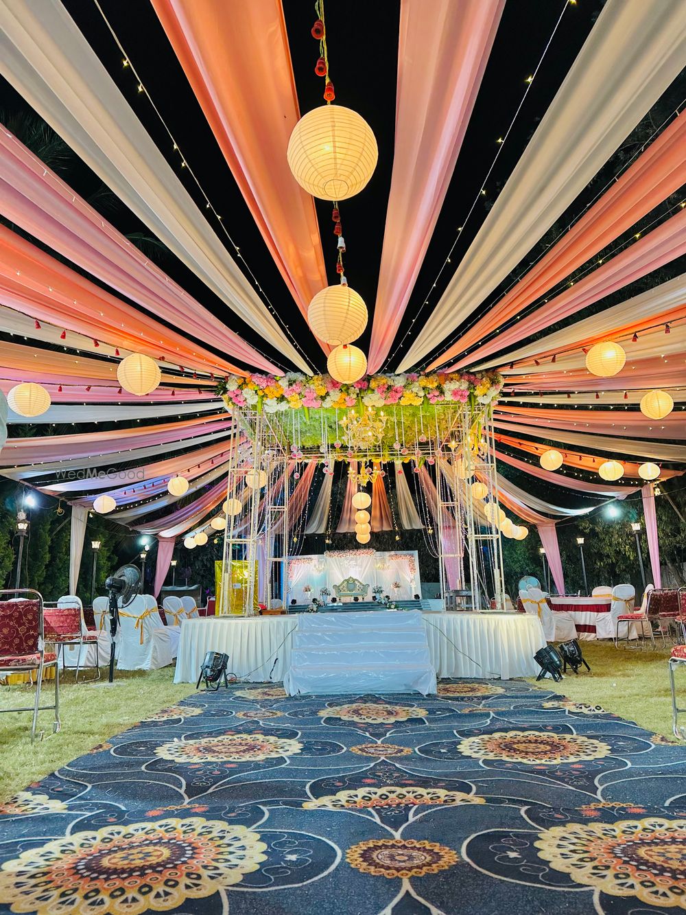 Photo From North indian style mandap with cloth draping including reception decor - By Auspicious Flower Decor and Events