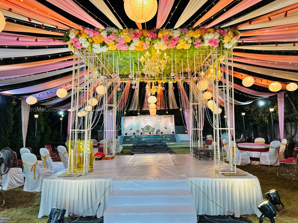 Photo From North indian style mandap with cloth draping including reception decor - By Auspicious Flower Decor and Events