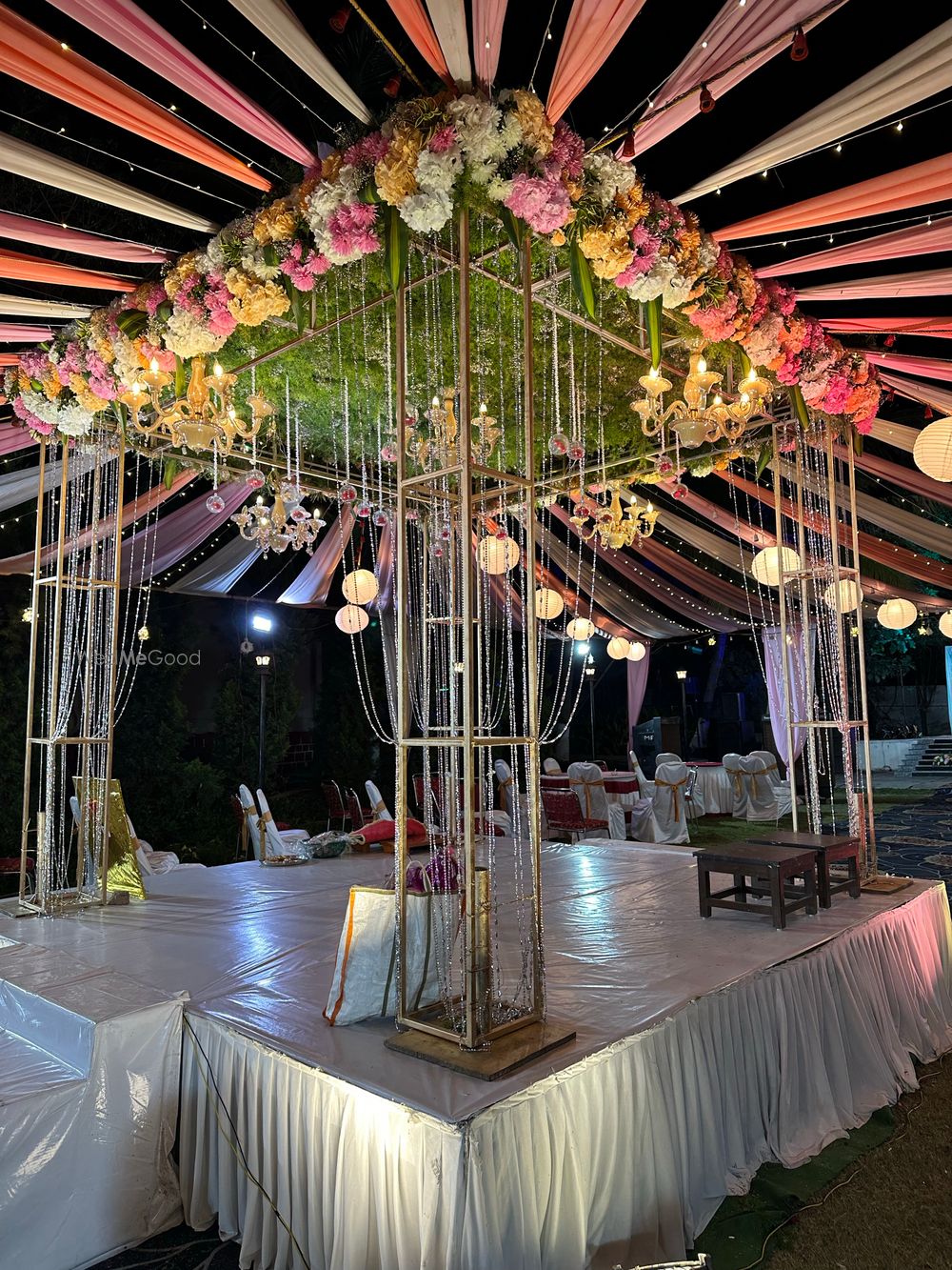 Photo From North indian style mandap with cloth draping including reception decor - By Auspicious Flower Decor and Events