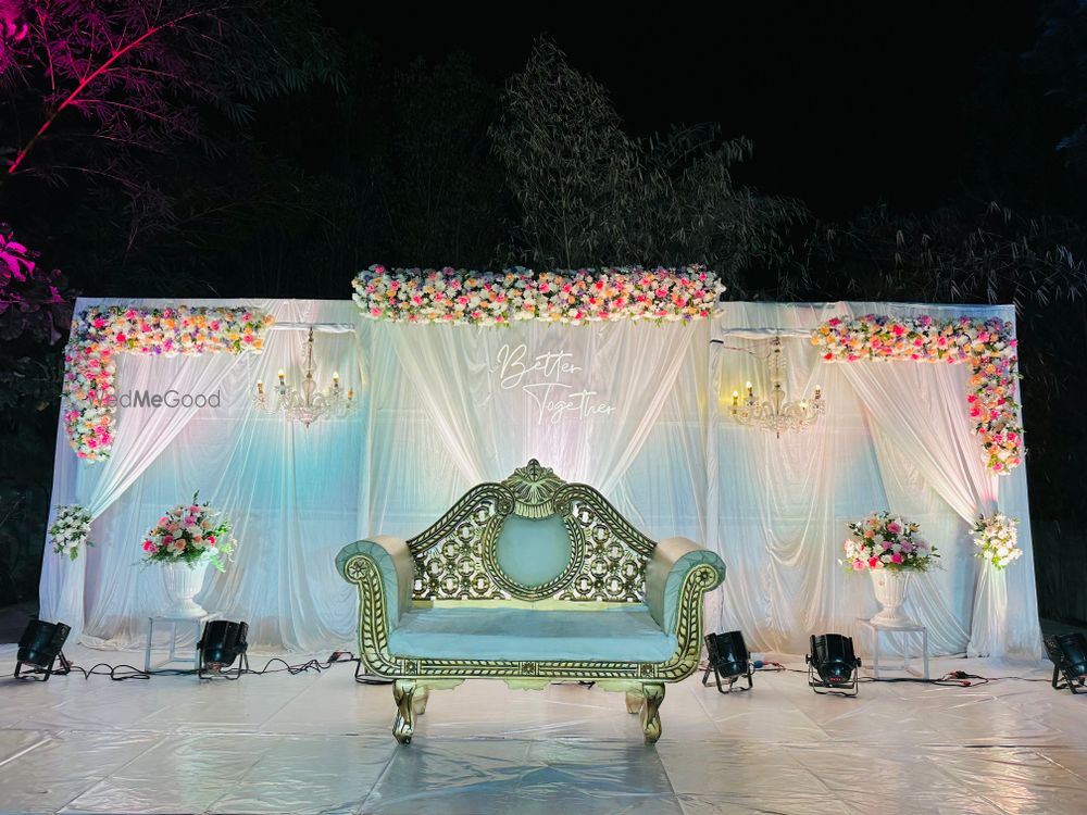 Photo From North indian style mandap with cloth draping including reception decor - By Auspicious Flower Decor and Events