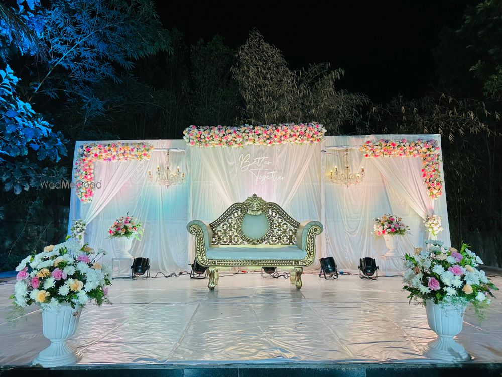 Photo From North indian style mandap with cloth draping including reception decor - By Auspicious Flower Decor and Events