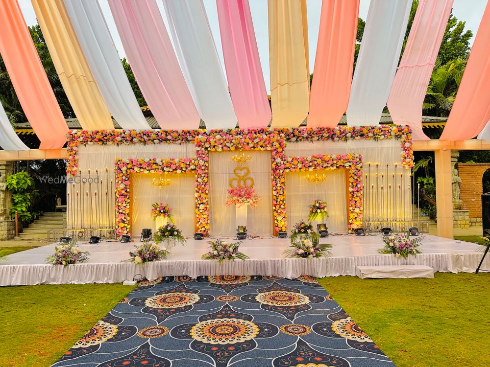 Photo From Engagement Decor with cloth drapping outdoor - By Auspicious Flower Decor and Events