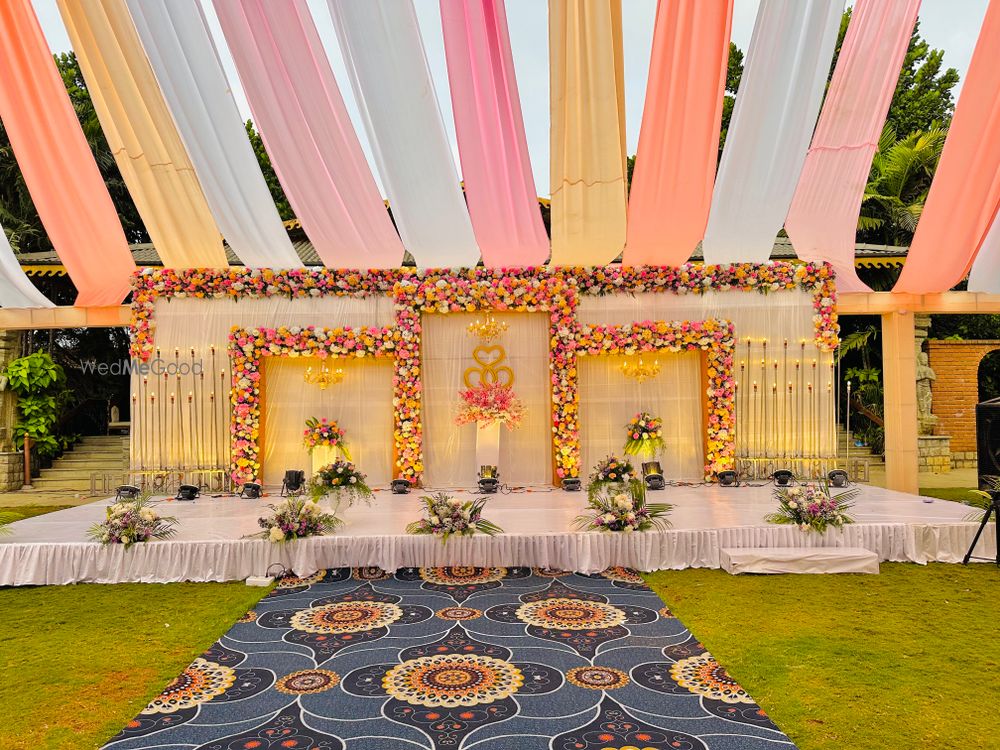 Photo From Engagement Decor with cloth drapping outdoor - By Auspicious Flower Decor and Events