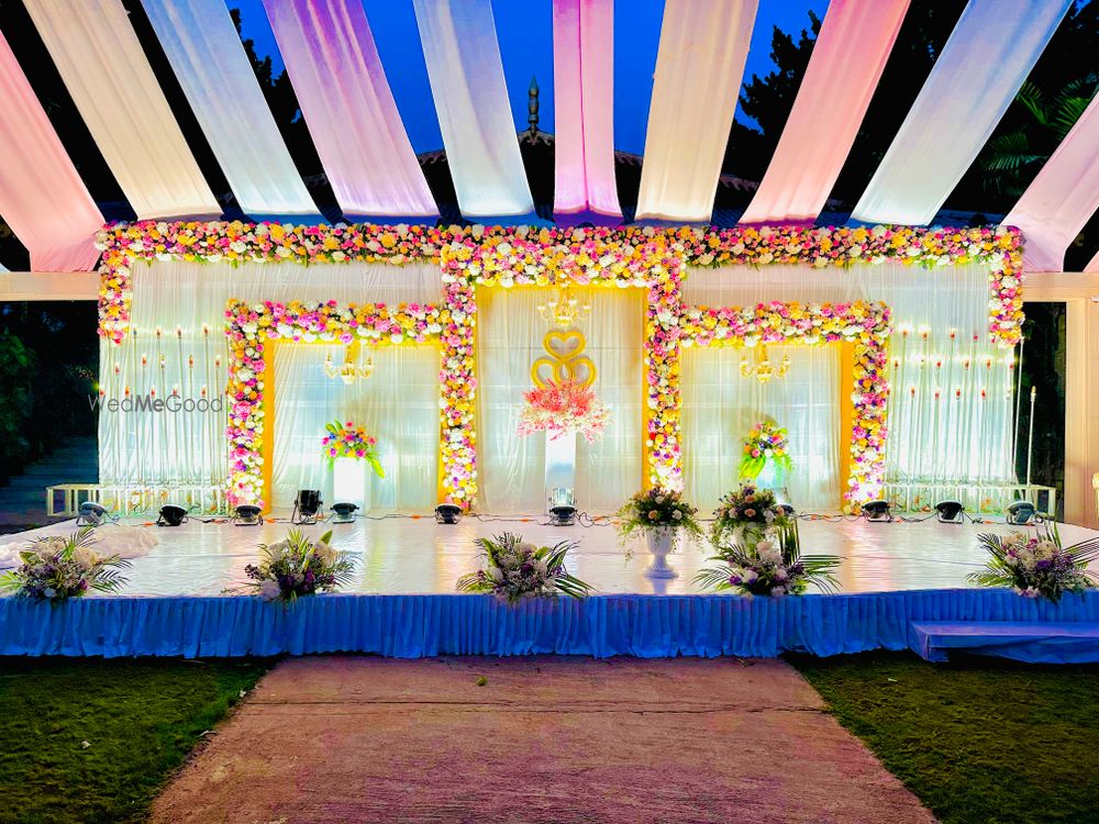 Photo From Engagement Decor with cloth drapping outdoor - By Auspicious Flower Decor and Events