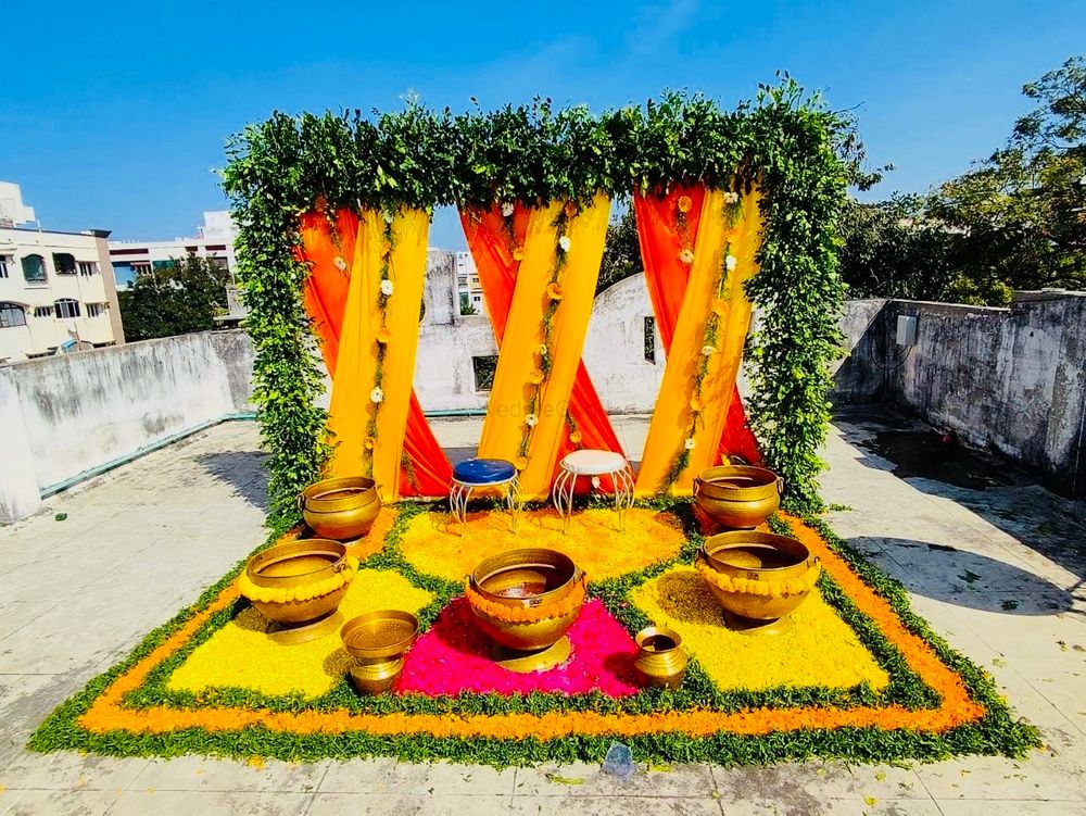 Photo From Haldi Backdrop - By Auspicious Flower Decor and Events