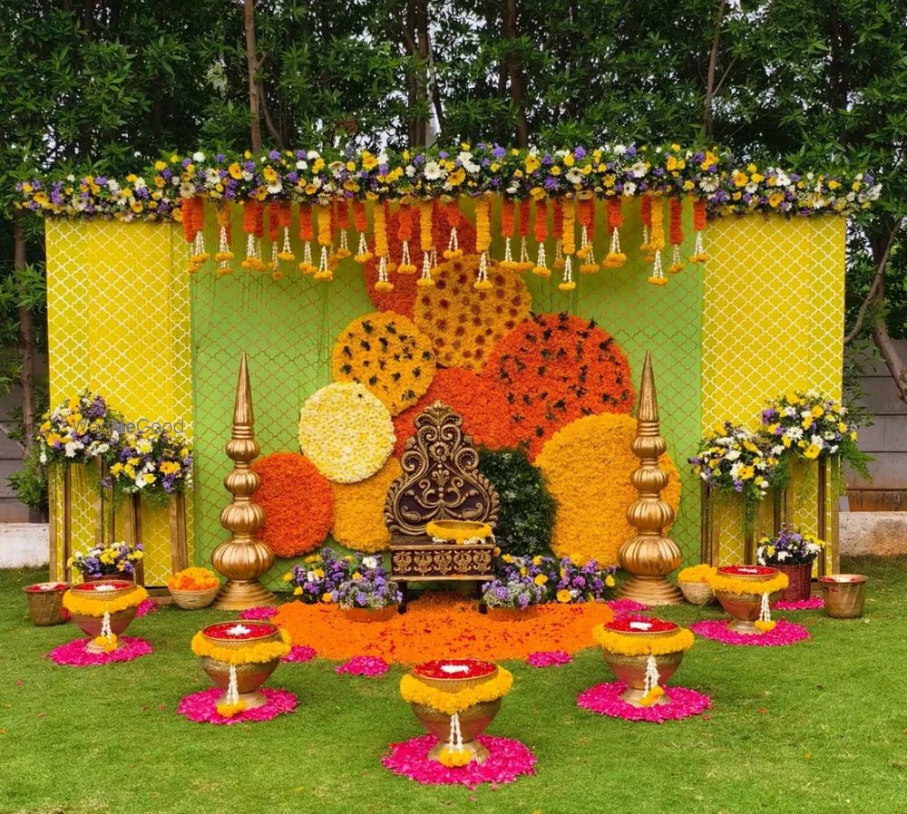 Photo From Haldi Backdrop - By Auspicious Flower Decor and Events