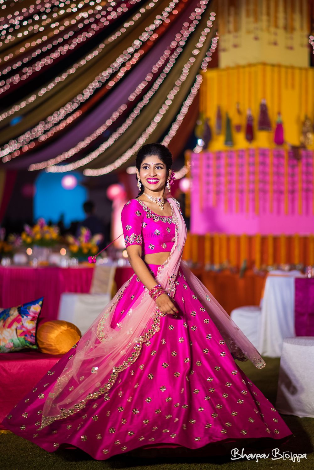 Photo of Bright pink lehenga for sangeet or cocktail