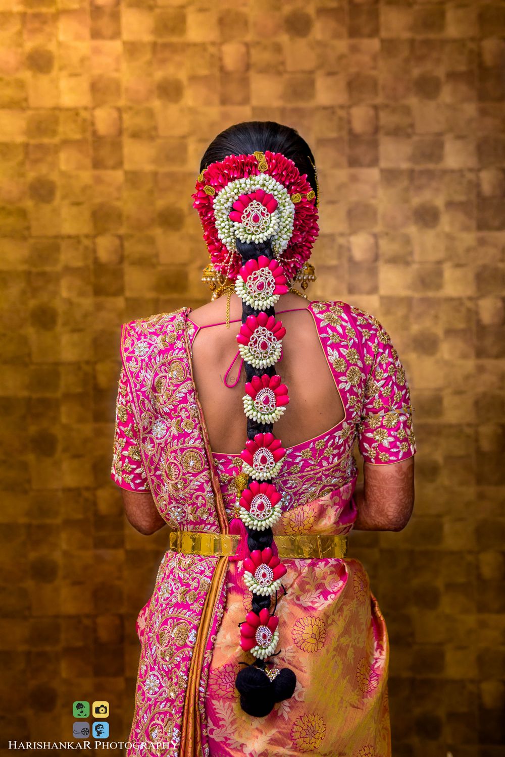 Photo of South Indian bridal hair with long floral braid