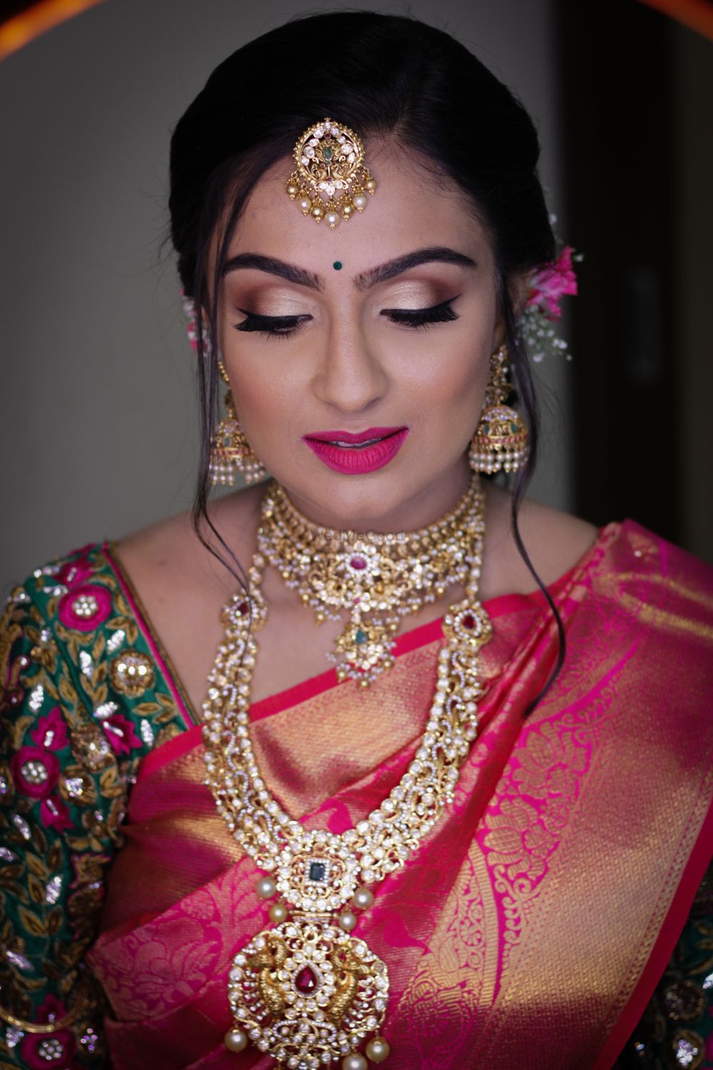Photo of South Indian bridal necklaces layered